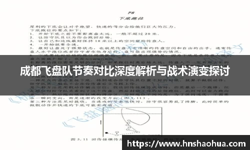 成都飞盘队节奏对比深度解析与战术演变探讨